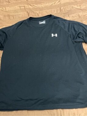 Under Armour Black Short Sleeve Crew Performance Tee with White Logo